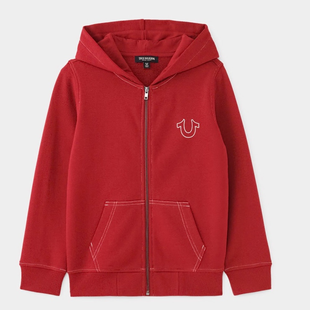 True Religion Red Dahlia Zip Up Hoodie